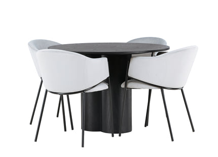Venture Home Olivia & Evelina Runda Matbord ⌀110 Svart + Matstolar 2-pack Grå