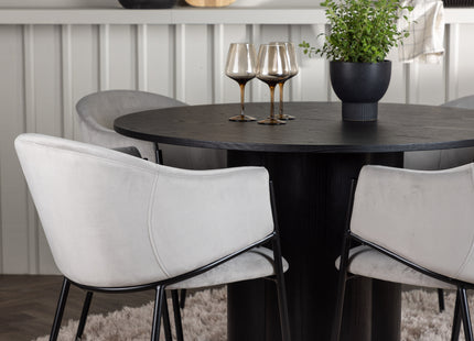 Venture Home Olivia & Evelina Runda Matbord ⌀110 Svart + Matstolar 2-pack Grå