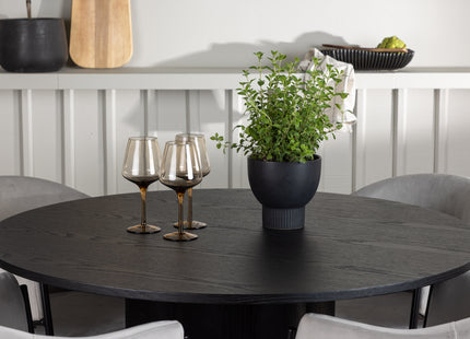 Venture Home Olivia & Evelina Runda Matbord ⌀110 Svart + Matstolar 2-pack Grå