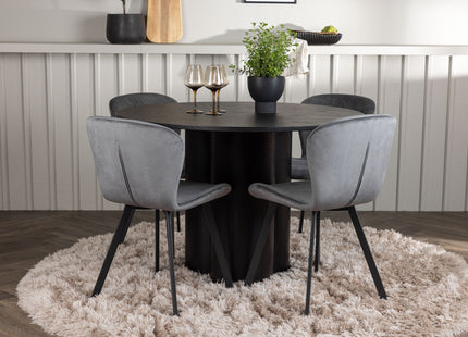 Venture Home Olivia & Lilja Runda Matbord ⌀110 Svart + Matstolar 2-pack Grå