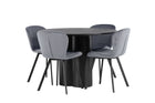 Venture Home Olivia & Lilja Runda Matbord ⌀110 Svart + Matstolar 2-pack Grå