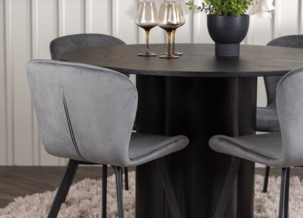 Venture Home Olivia & Lilja Runda Matbord ⌀110 Svart + Matstolar 2-pack Grå