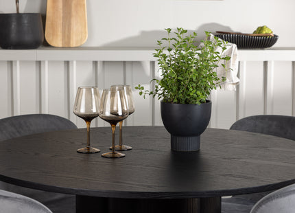 Venture Home Olivia & Lilja Runda Matbord ⌀110 Svart + Matstolar 2-pack Grå