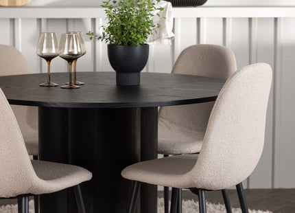 Venture Home Olivia & Polar Runda Matbord ⌀110 Svart + Matstolar 2-pack Beige