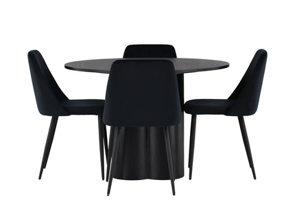 Venture Home Olivia & Night Runda Matbord ⌀110 Svart + Matstolar 2-pack Svart