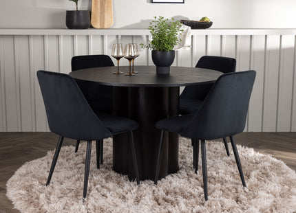 Venture Home Olivia & Night Runda Matbord ⌀110 Svart + Matstolar 2-pack Svart