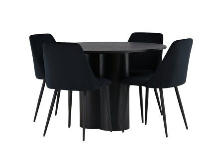 Venture Home Olivia & Night Runda Matbord ⌀110 Svart + Matstolar 2-pack Svart