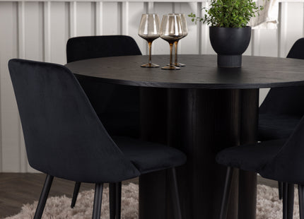 Venture Home Olivia & Night Runda Matbord ⌀110 Svart + Matstolar 2-pack Svart