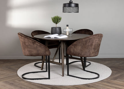 Venture Home Kaseidon & Evening Runda Matbord ⌀100 Mörkbrun + Matstolar 2-pack Mörkbrun