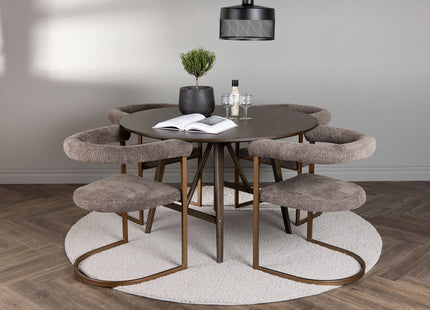 Venture Home Kaseidon & Morning Runda Matbord ⌀100 Mörkbrun + Matstolar 2-pack Brun