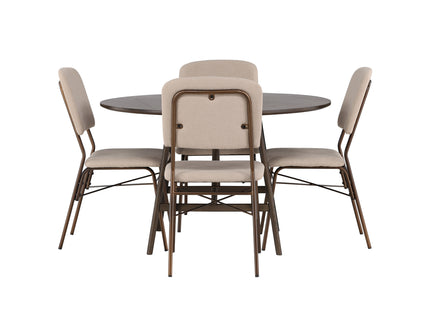 Venture Home Kaseidon & Seda Runda Matbord ⌀100 Mörkbrun + Matstolar 2-pack Beige