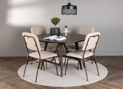 Venture Home Kaseidon & Seda Runda Matbord ⌀100 Mörkbrun + Matstolar 2-pack Beige