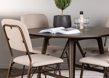 Venture Home Kaseidon & Seda Runda Matbord ⌀100 Mörkbrun + Matstolar 2-pack Beige
