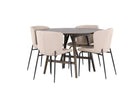 Venture Home Modesto & Kaseidon Matstolar 2-pack Beige + Runda Matbord ⌀100 Mörkbrun