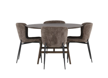 Venture Home Modesto & Kaseidon Matstolar 2-pack Brun + Runda Matbord ⌀100 Mörkbrun