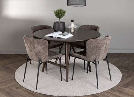 Venture Home Modesto & Kaseidon Matstolar 2-pack Brun + Runda Matbord ⌀100 Mörkbrun