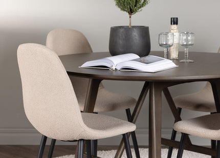 Venture Home Kaseidon & Polar Runda Matbord ⌀100 Mörkbrun + Matstolar 2-pack Beige