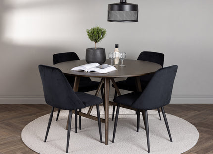 Venture Home Kaseidon & Night Runda Matbord ⌀100 Mörkbrun + Matstolar 2-pack Svart