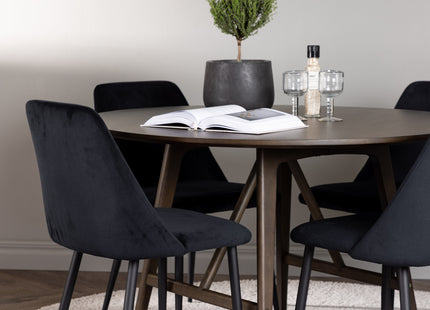 Venture Home Kaseidon & Night Runda Matbord ⌀100 Mörkbrun + Matstolar 2-pack Svart
