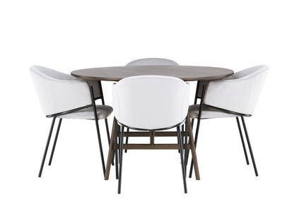 Venture Home Kaseidon & Evelina Runda Matbord ⌀100 Mörkbrun + Matstolar 2-pack Grå