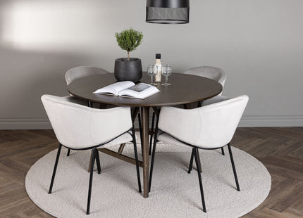 Venture Home Kaseidon & Evelina Runda Matbord ⌀100 Mörkbrun + Matstolar 2-pack Grå