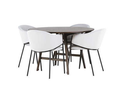 Venture Home Kaseidon & Evelina Runda Matbord ⌀100 Mörkbrun + Matstolar 2-pack Grå