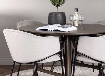 Venture Home Kaseidon & Evelina Runda Matbord ⌀100 Mörkbrun + Matstolar 2-pack Grå