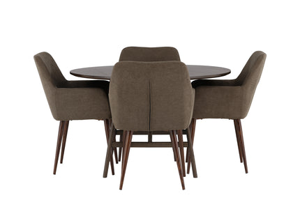 Venture Home Kaseidon & Tomorrow Runda Matbord ⌀100 Mörkbrun + Matstolar 2-pack Brun