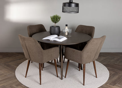 Venture Home Kaseidon & Tomorrow Runda Matbord ⌀100 Mörkbrun + Matstolar 2-pack Brun