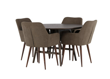Venture Home Kaseidon & Tomorrow Runda Matbord ⌀100 Mörkbrun + Matstolar 2-pack Brun