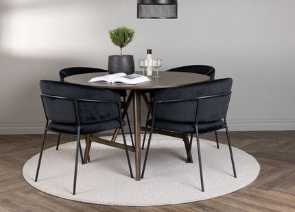 Venture Home Kaseidon & Selma Runda Matbord ⌀100 Mörkbrun + Matstolar 2-pack Svart