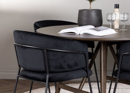 Venture Home Kaseidon & Selma Runda Matbord ⌀100 Mörkbrun + Matstolar 2-pack Svart