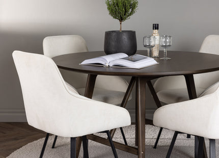 Venture Home Kaseidon & Rosie Runda Matbord ⌀100 Mörkbrun + Matstolar 2-pack Beige