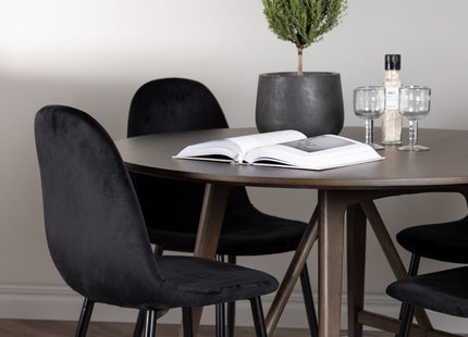Venture Home Polar & Kaseidon Matstolar 2-pack Svart + Runda Matbord ⌀100 Mörkbrun