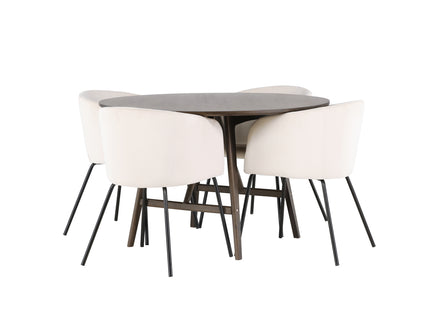 Venture Home Berit & Kaseidon Matstolar Beige + Runda Matbord ⌀100 Mörkbrun