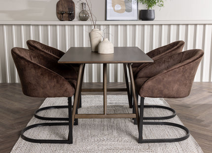 Venture Home Kaseidon & Evening Rektangulära Matbord 120 x 80 Mörkbrun + Matstolar 2-pack Mörkbrun