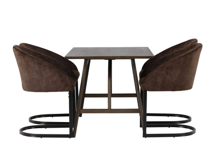 Venture Home Kaseidon & Evening Rektangulära Matbord 120 x 80 Mörkbrun + Matstolar 2-pack Mörkbrun