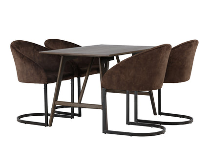 Venture Home Kaseidon & Evening Rektangulära Matbord 120 x 80 Mörkbrun + Matstolar 2-pack Mörkbrun