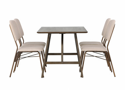 Venture Home Kaseidon & Seda Rektangulära Matbord 120 x 80 Mörkbrun + Matstolar 2-pack Beige