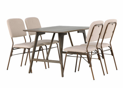 Venture Home Kaseidon & Seda Rektangulära Matbord 120 x 80 Mörkbrun + Matstolar 2-pack Beige