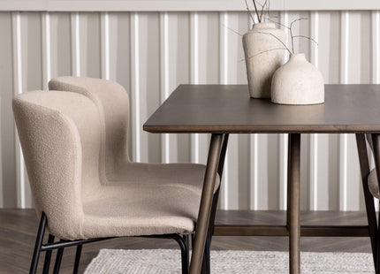 Venture Home Modesto & Kaseidon Matstolar 2-pack Beige + Rektangulära Matbord 120 x 80 Mörkbrun
