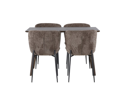 Venture Home Modesto & Kaseidon Matstolar 2-pack Brun + Rektangulära Matbord 120 x 80 Mörkbrun
