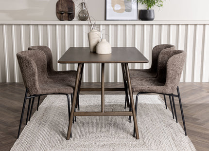Venture Home Modesto & Kaseidon Matstolar 2-pack Brun + Rektangulära Matbord 120 x 80 Mörkbrun