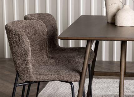 Venture Home Modesto & Kaseidon Matstolar 2-pack Brun + Rektangulära Matbord 120 x 80 Mörkbrun