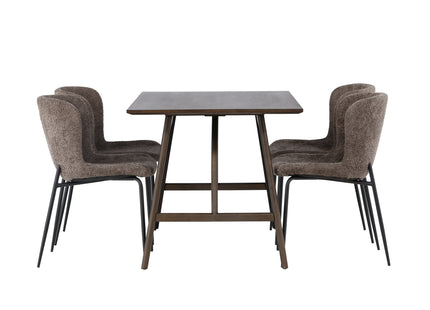 Venture Home Modesto & Kaseidon Matstolar 2-pack Brun + Rektangulära Matbord 120 x 80 Mörkbrun