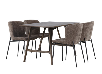 Venture Home Modesto & Kaseidon Matstolar 2-pack Brun + Rektangulära Matbord 120 x 80 Mörkbrun