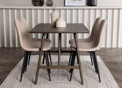 Venture Home Kaseidon & Polar Rektangulära Matbord 120 x 80 Mörkbrun + Matstolar 2-pack Beige