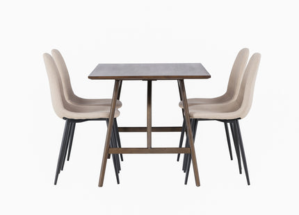 Venture Home Kaseidon & Polar Rektangulära Matbord 120 x 80 Mörkbrun + Matstolar 2-pack Beige