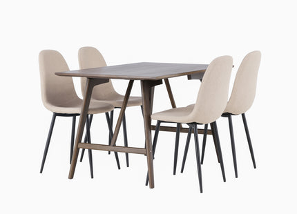 Venture Home Kaseidon & Polar Rektangulära Matbord 120 x 80 Mörkbrun + Matstolar 2-pack Beige
