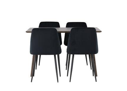 Venture Home Kaseidon & Night Rektangulära Matbord 120 x 80 Mörkbrun + Matstolar 2-pack Svart